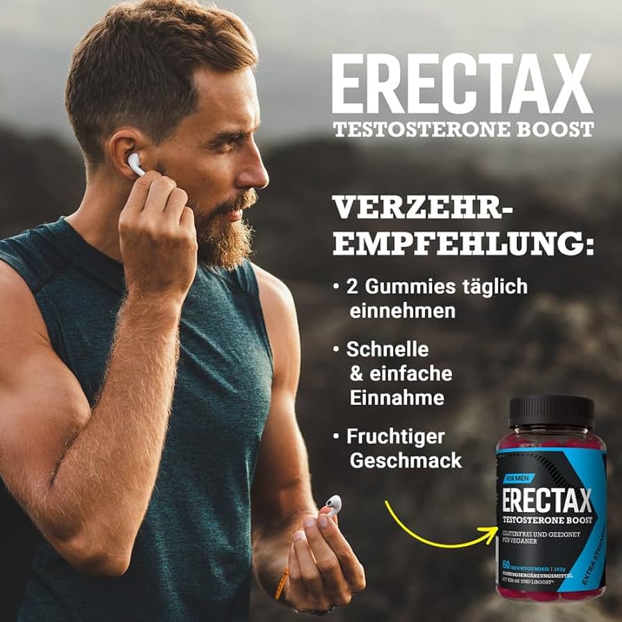 1er ERECTAX Fruchtgummis hochdosiert - Premium Lustpillen für den aktiven  Mann - innovativer Männer Complex mit Ashwagandha KSM-66 - natürliche  Formel für männliche Lust - vegan Men Supplement : Amazon.de: Drogerie &  Körperpflege